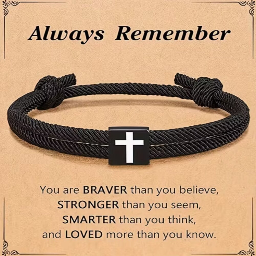 Always Remember Cross Stainless Hypoallergenic Bracelet STRONG LOVED Gift NWT
